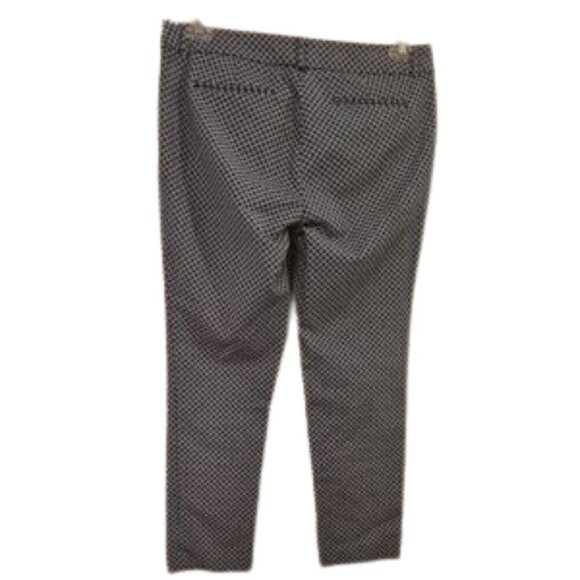 Cynthia Rowley Blue/White Geometric Print  Stretchy Crop Ankle Pants Preppy-8 - Picture 5 of 7